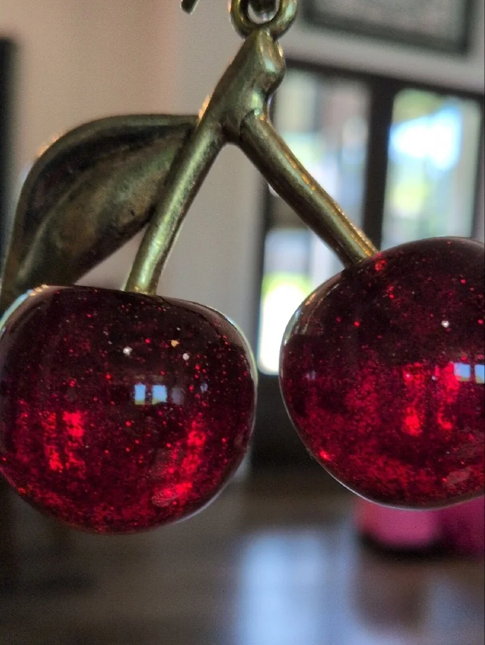 Coach Gold-Tone Keychain with Pink Glitter Cherry Charms